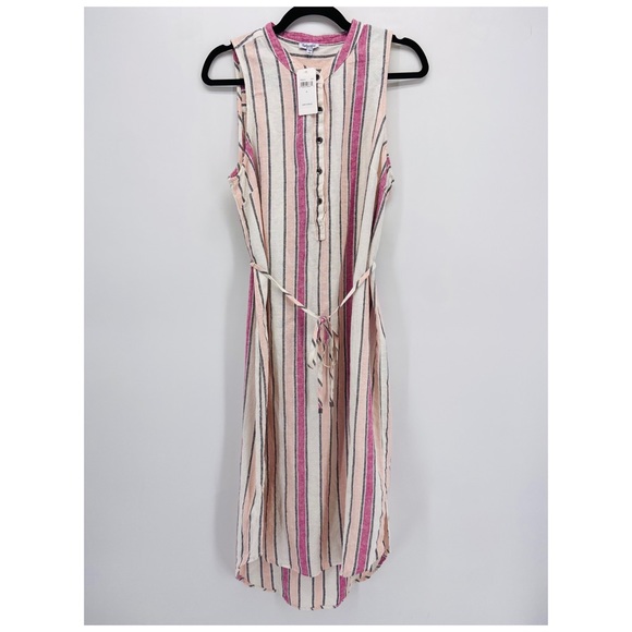 Splendid Dresses & Skirts - Splendid Pink Ivory Striped Linen Midi Dress New